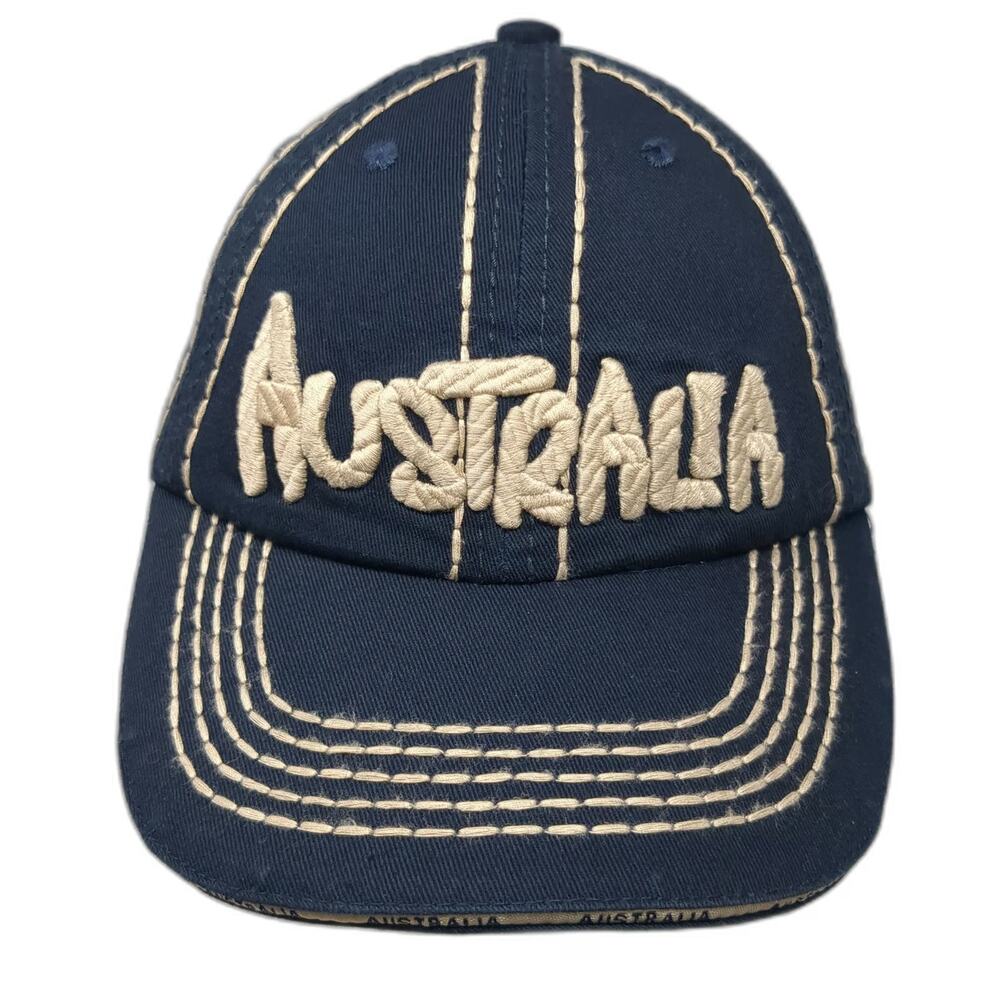 Blue Baseball Cap One Size Australia Souvenir Embroidered Contrast Stitching Hat